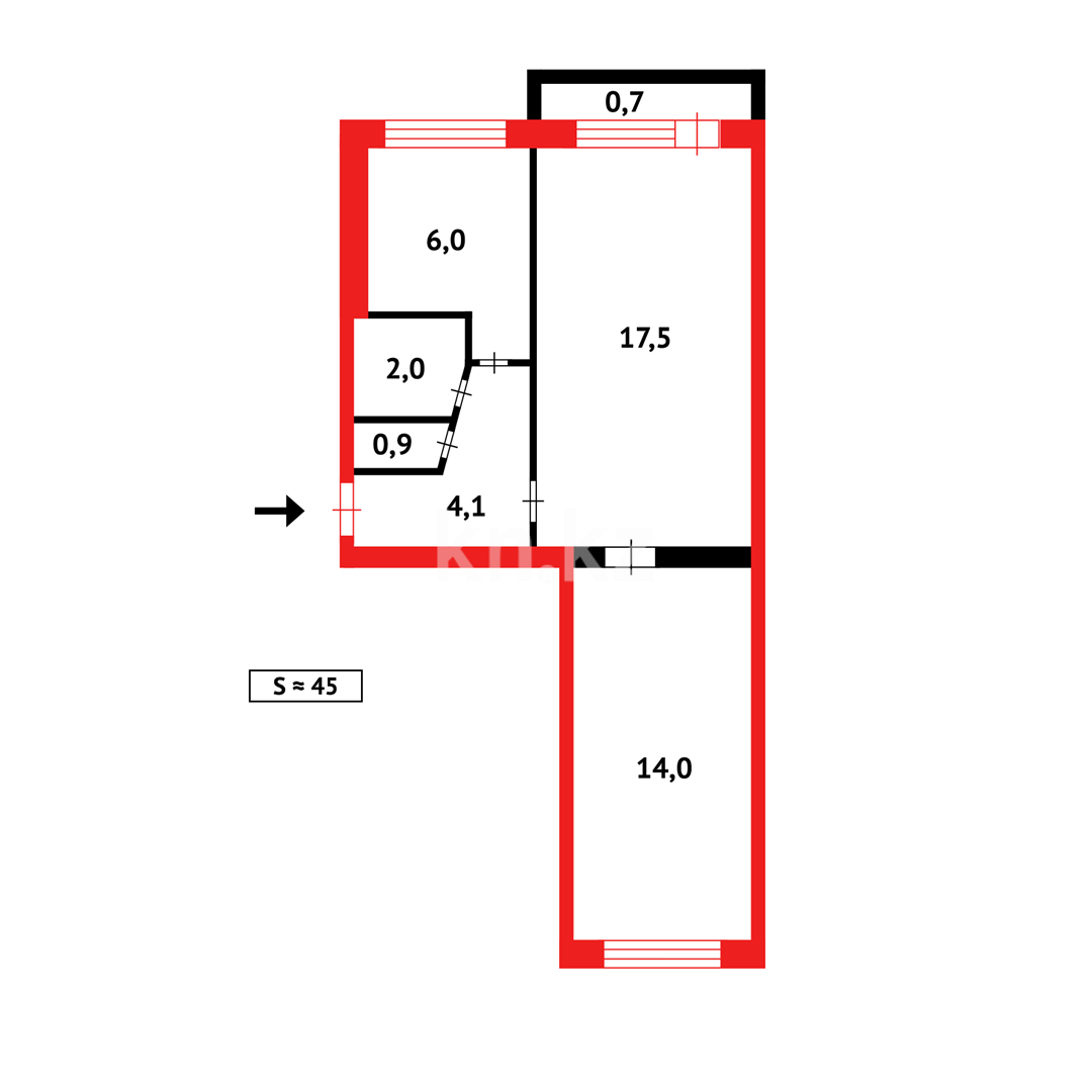 Продажа 2-комнатной квартиры, 44 м² в Караганде - фото 4