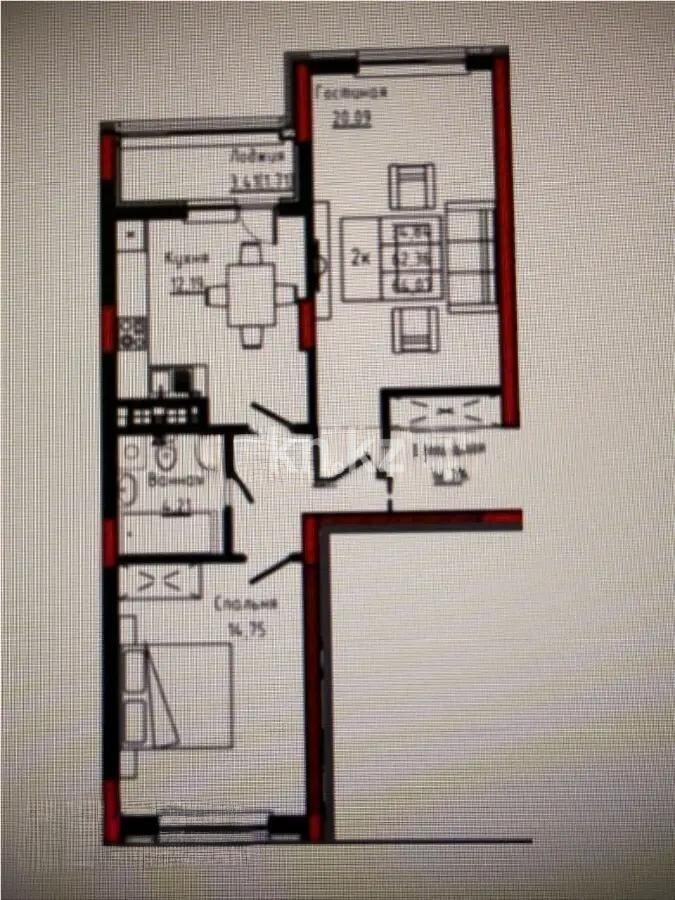 Продажа 2-комнатной квартиры, 64.07 м² в Астане