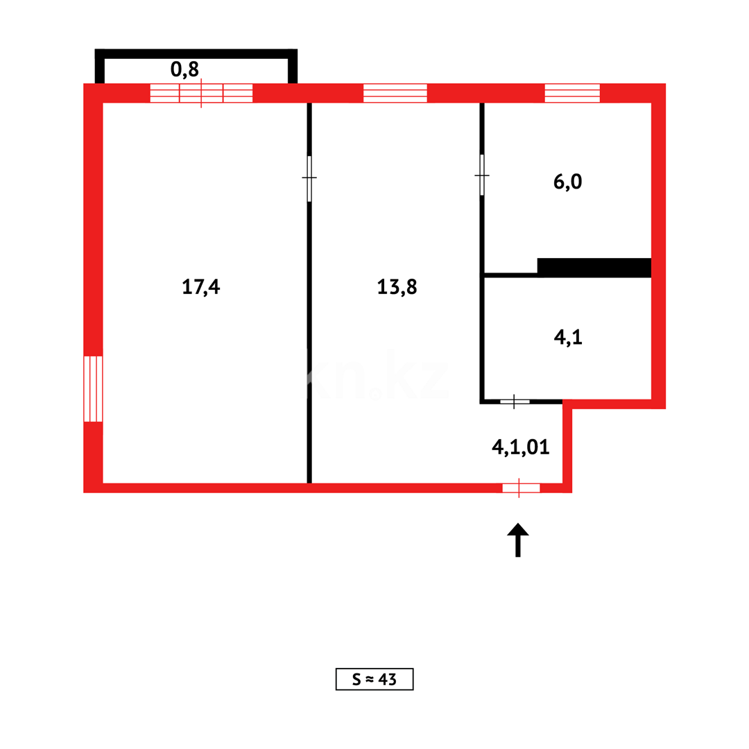 Продажа 2-комнатной квартиры, 43 м² в Темиртау - фото 7