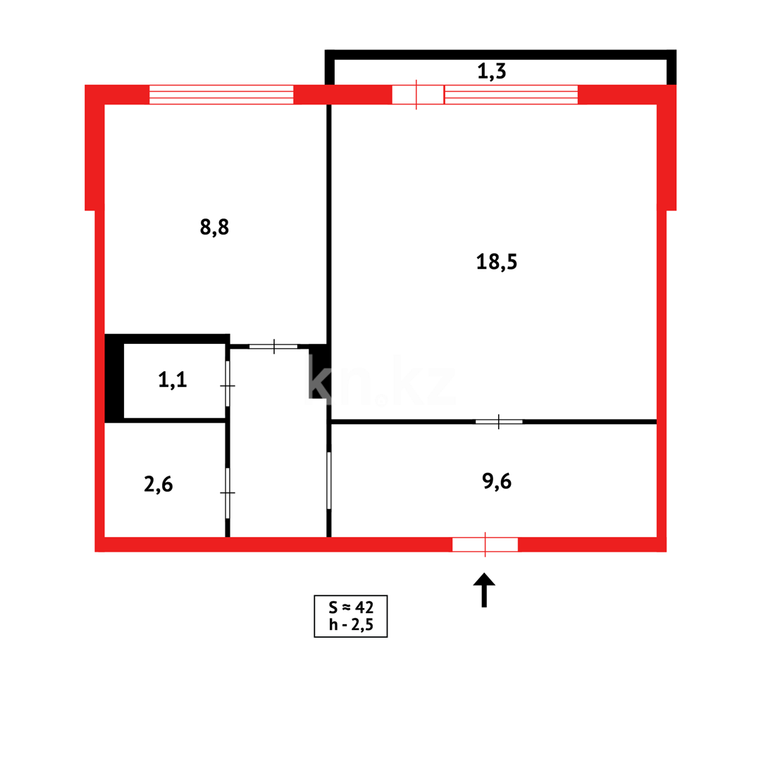 Продажа 1-комнатной квартиры, 42 м² в Караганде - фото 12