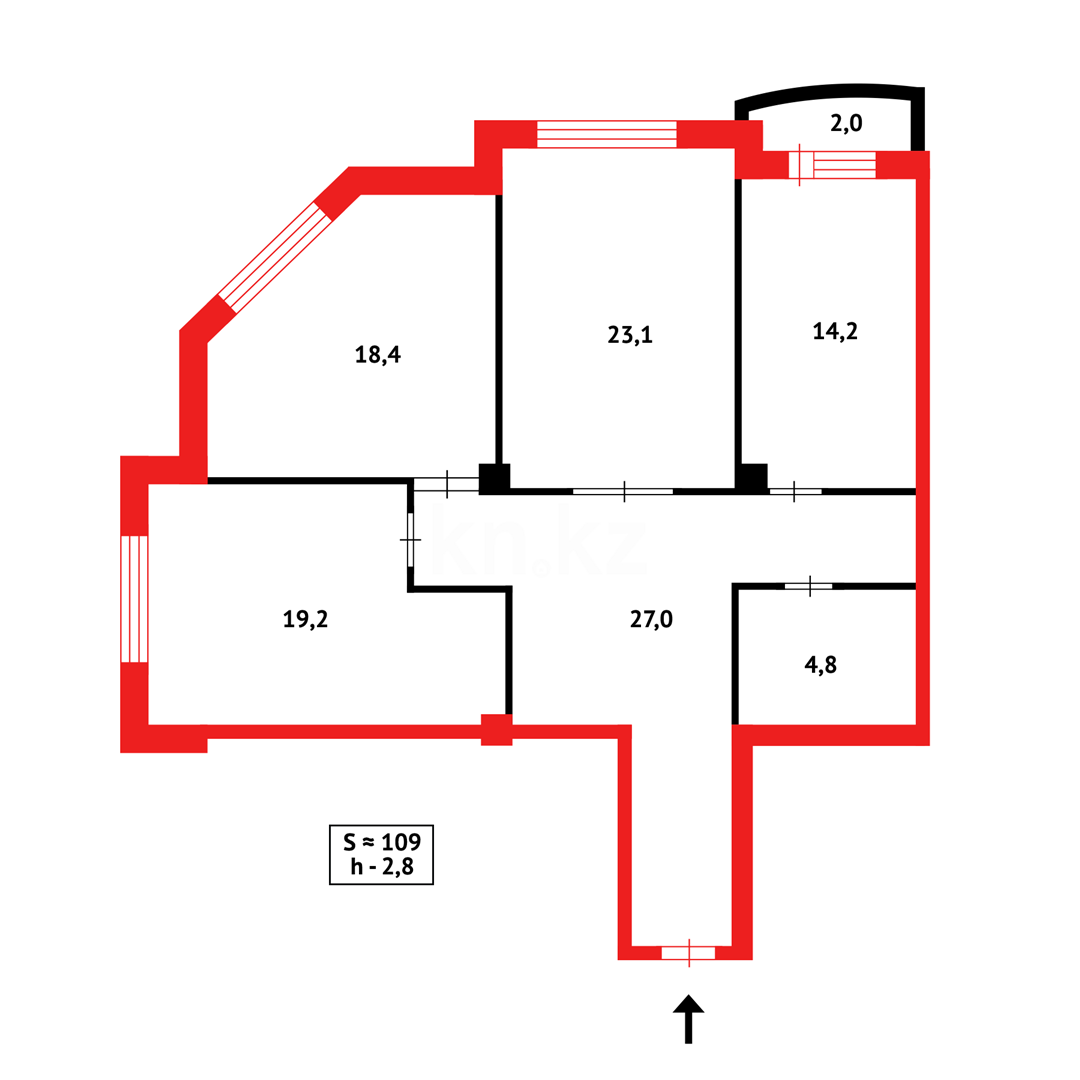 Продажа 3-комнатной квартиры, 107 м², пр. Республики в Караганде - фото 23