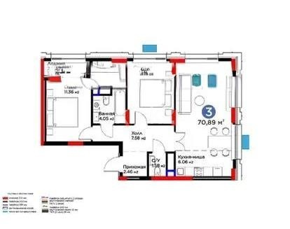Продажа 3-комнатной квартиры, 71 м² в Астане