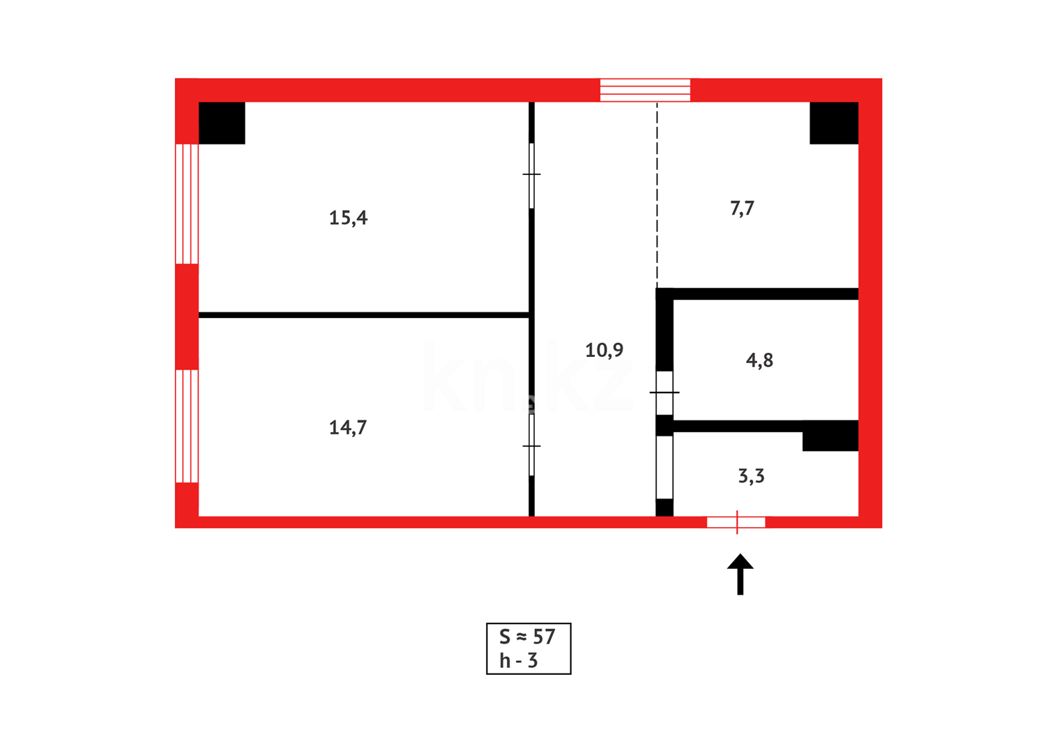 Продажа 2-комнатной квартиры, 57 м², ул. Университетская в Караганде - фото 15