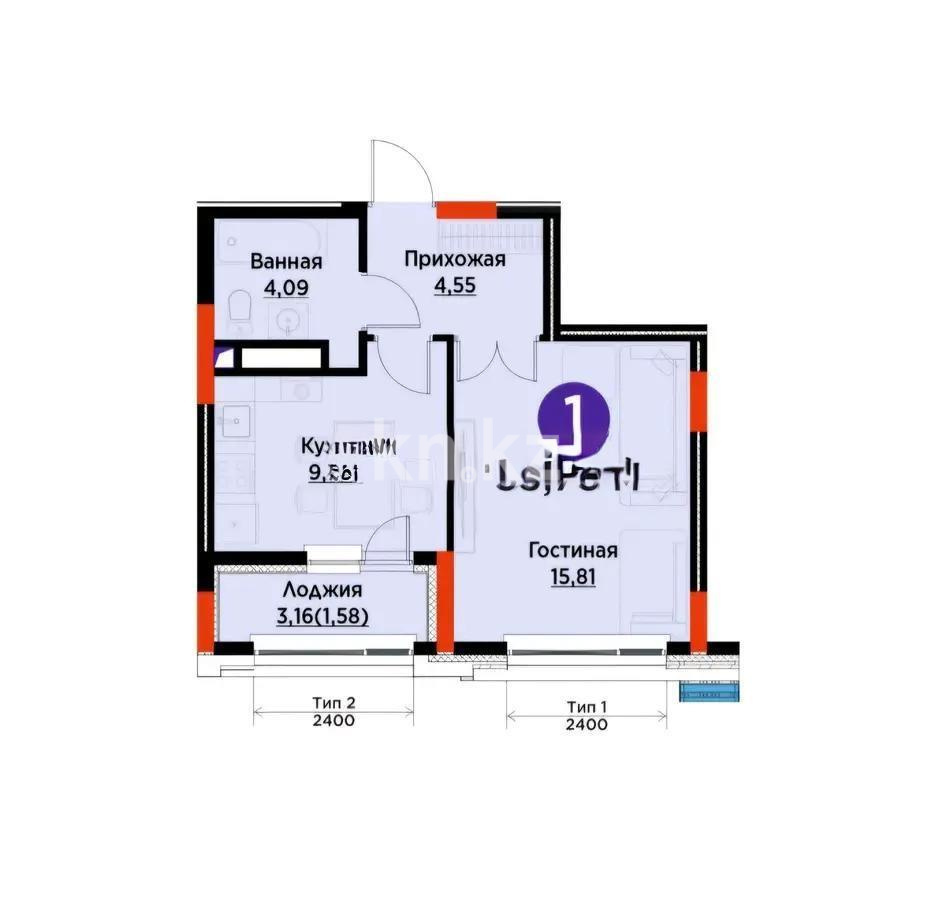 Продажа 1-комнатной квартиры, 35.73 м², ул. Нурмагамбетова, дом  17 стр в Астане