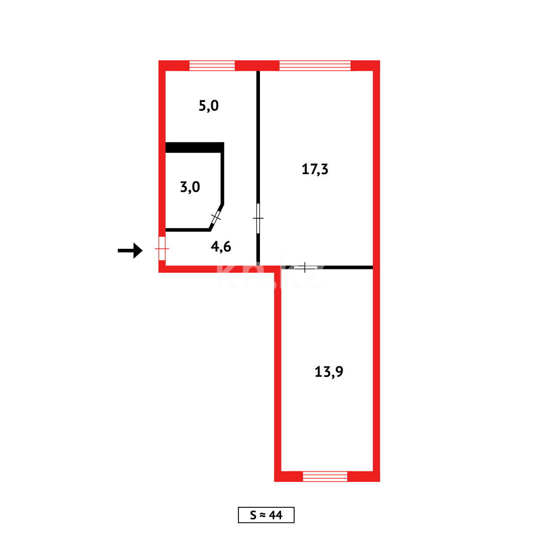 Продажа 2-комнатной квартиры, 44 м², пр. Строителей в Темиртау - фото 10