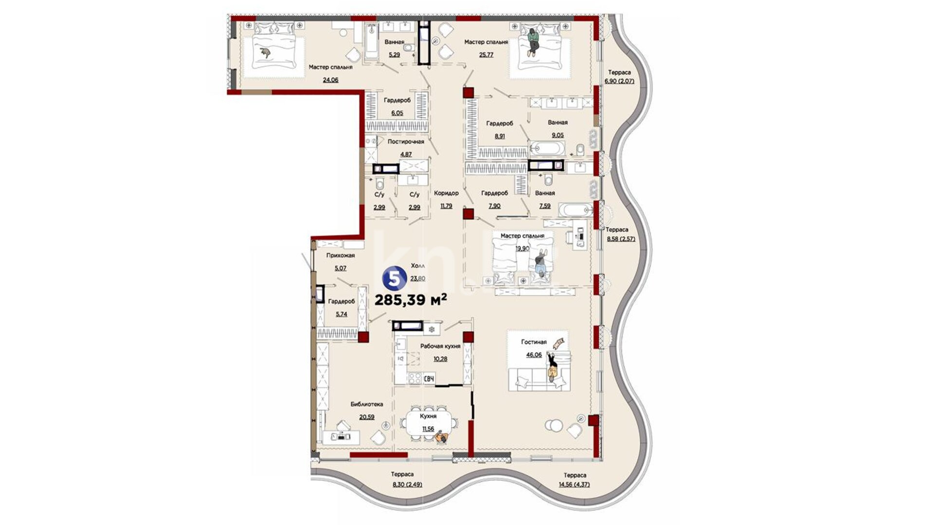 ЖК 1st by BI, 5-комнатная, цена 902 688 570 ₸, 3 163 000 ₸&nbsp;/&nbsp;м²