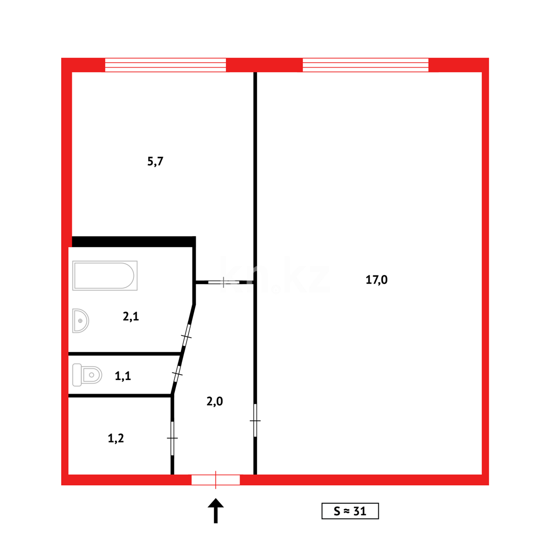 Продажа 1-комнатной квартиры, 30 м², ул. Язева в Караганде - фото 9