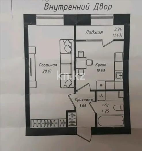Продажа 1-комнатной квартиры, 40.13 м² в Астане