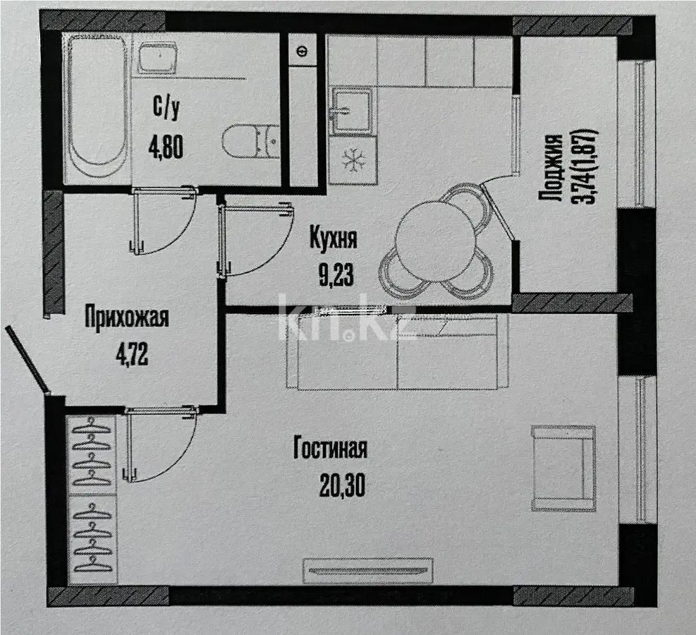 Продажа 1-комнатной квартиры, 41 м² в Астане
