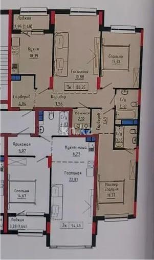 Продажа 3-комнатной квартиры, 88.35 м², ул. Сыганак, дом  22/1 в Астане