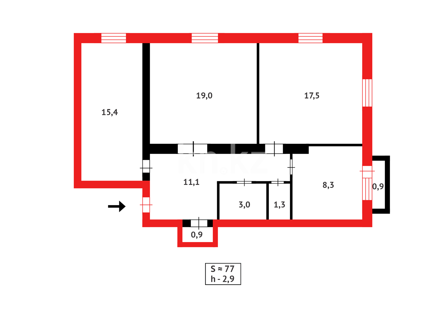 Продажа 3-комнатной квартиры, 77 м² в Караганде - фото 17