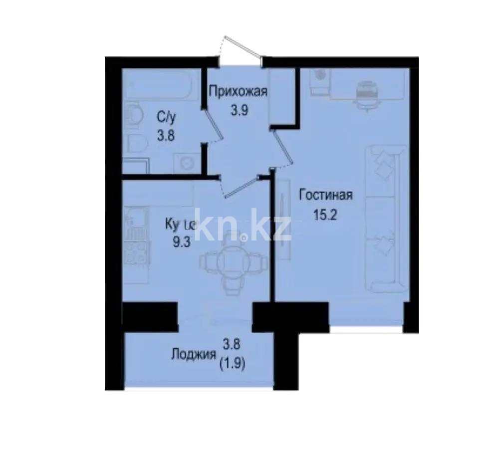 Продажа 1-комнатной квартиры, 34.1 м² в Астане
