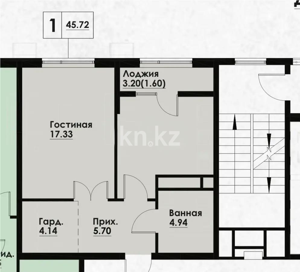 Продажа 1-комнатной квартиры, 45.72 м² в Алматы