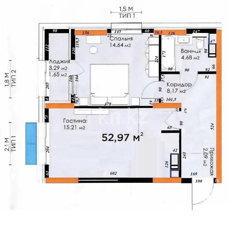 Продажа 2-комнатной квартиры, 52.2 м² в Астане - фото 7