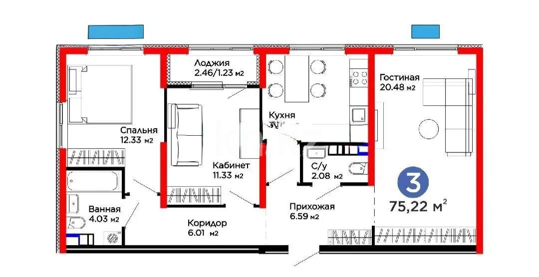 Продажа 3-комнатной квартиры, 75 м² в Алматы - фото 5