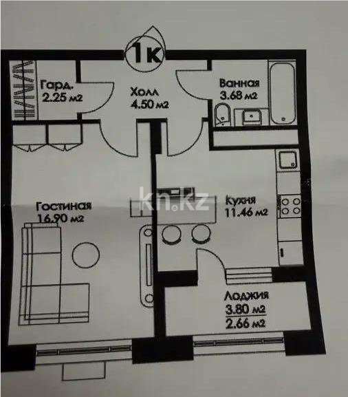 Продажа 1-комнатной квартиры, 41.5 м² в Астане