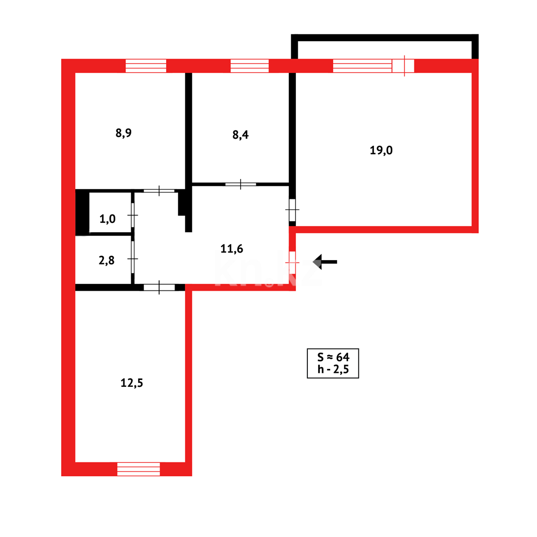 Продажа 3-комнатной квартиры, 64 м², мкр-н Гульдер-1 в Караганде - фото 16