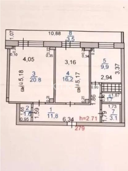 Продажа 2-комнатной квартиры, 68 м² в Караганде