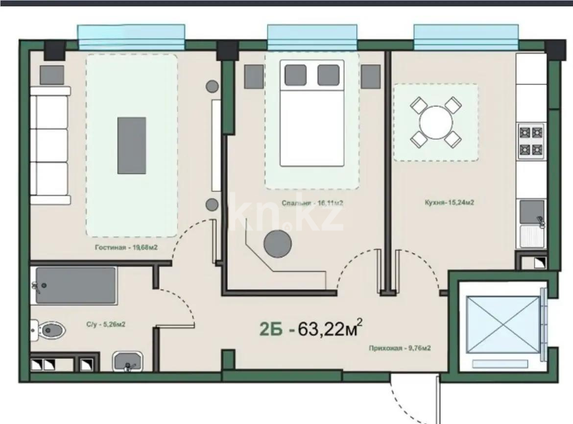 Продажа 3-комнатной квартиры, 63.22 м² в Алматы