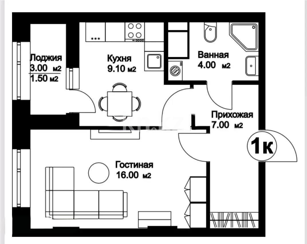 Продажа 1-комнатной квартиры, 40 м², ул. Шаймерденова, дом  4/3 в Астане - фото 3