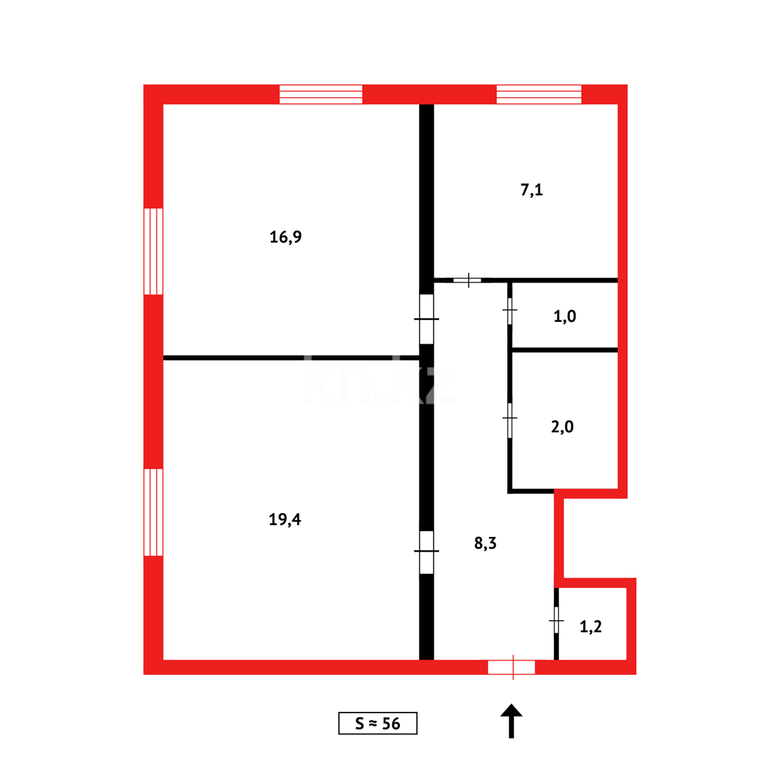 Продажа 2-комнатной квартиры, 58 м², ул. Жамбыла в Караганде - фото 14