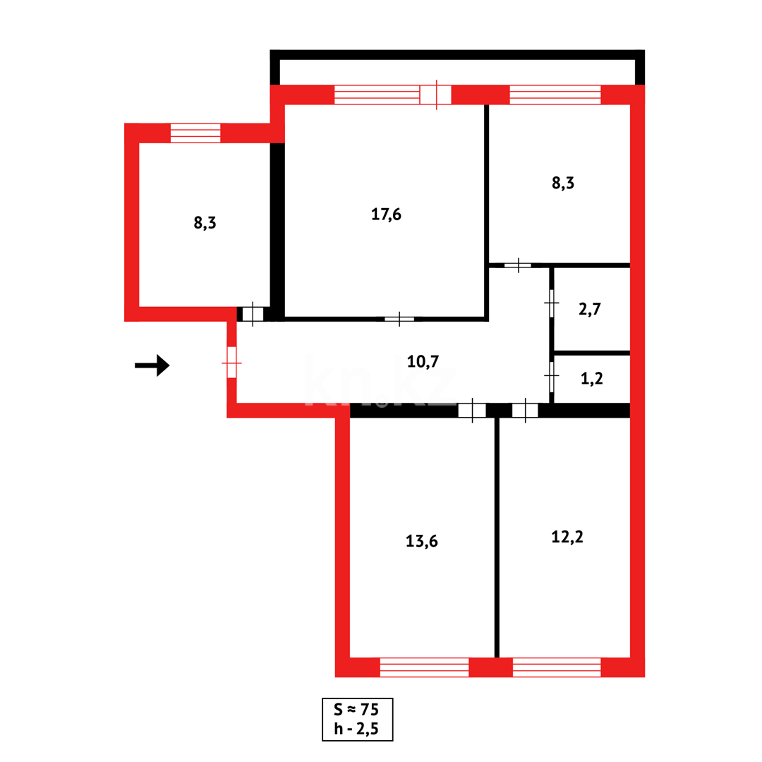 Продажа 4-комнатной квартиры, 74 м² в Караганде - фото 3