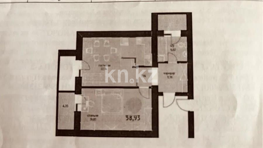 Продажа 2-комнатной квартиры, 58.93 м² в Астане