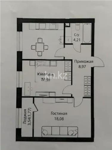 Продажа 2-комнатной квартиры, 59 м² в Астане