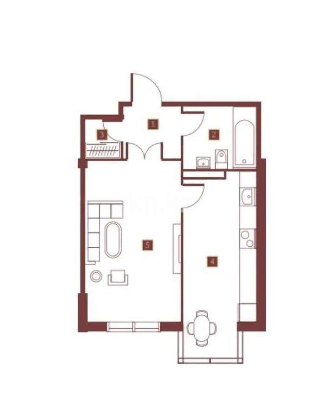 Продажа 1-комнатной квартиры, 42.1 м² в Алматы