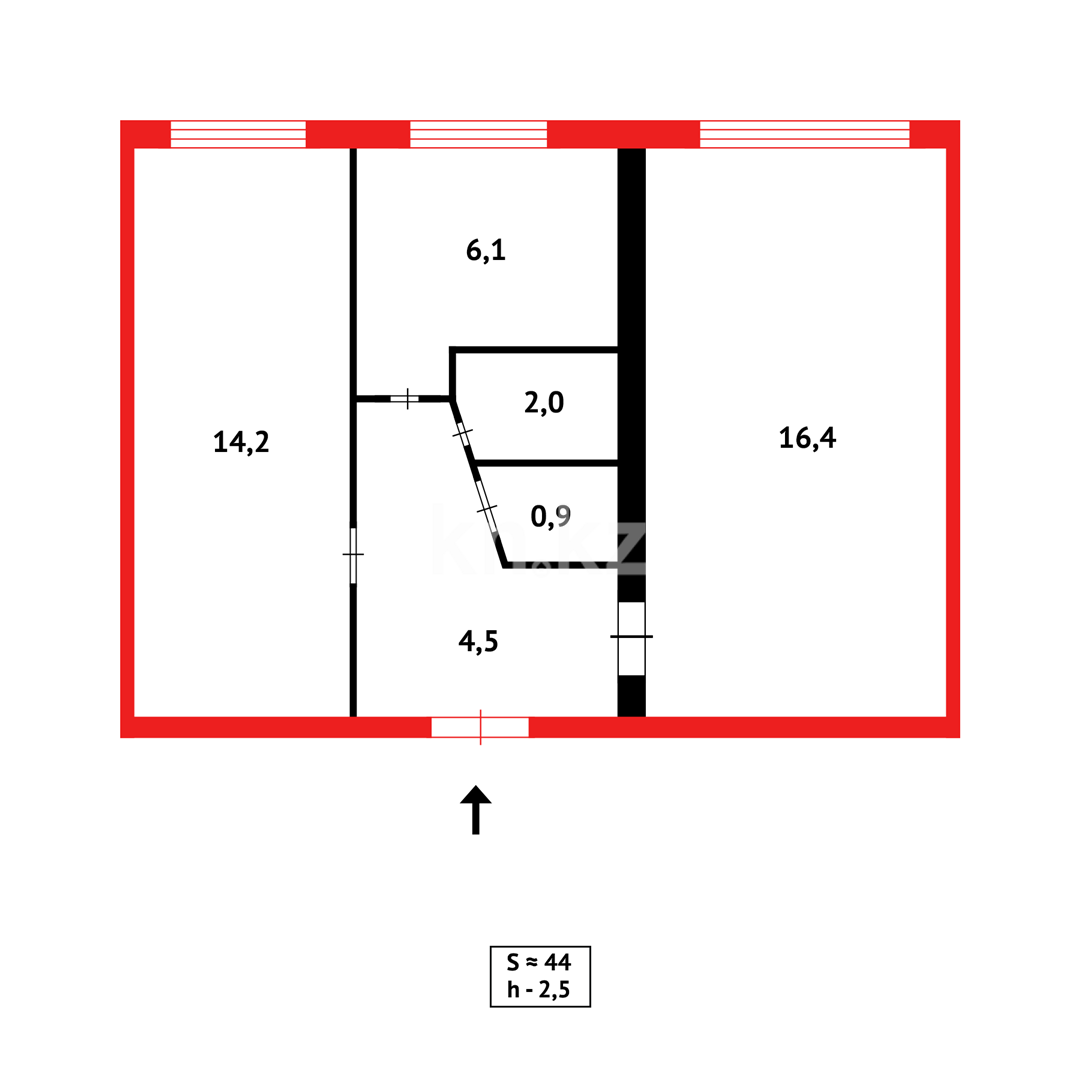 Продажа 2-комнатной квартиры, 44 м² в Караганде - фото 12
