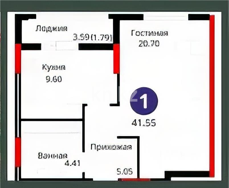 Продажа 1-комнатной квартиры, 41 м² в Астане