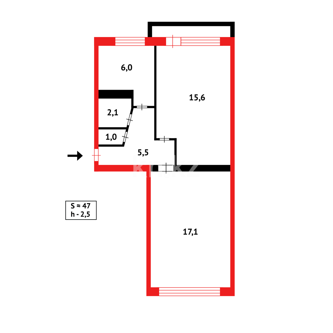 Продажа 2-комнатной квартиры, 47 м² в Караганде - фото 13