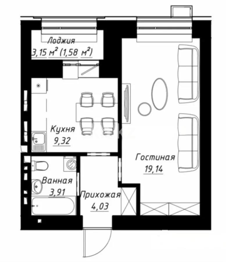 Продажа 1-комнатной квартиры, 39 м² в Астане