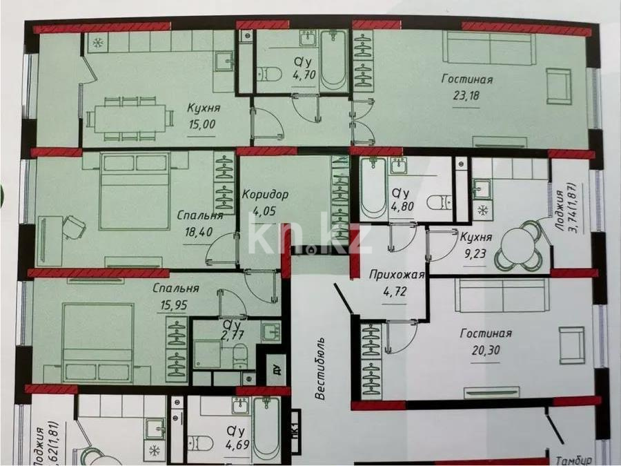 Продажа 3-комнатной квартиры, 94.28 м² в Астане