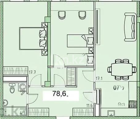 Продажа 3-комнатной квартиры, 78.6 м² в Алматы - фото 3