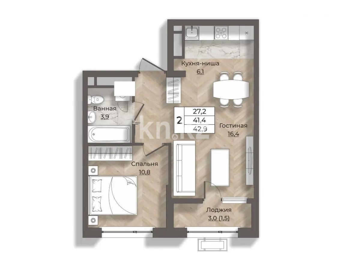 Продажа 2-комнатной квартиры, 42.5 м², ул. Ауэзова, дом  2/8 в Алматы
