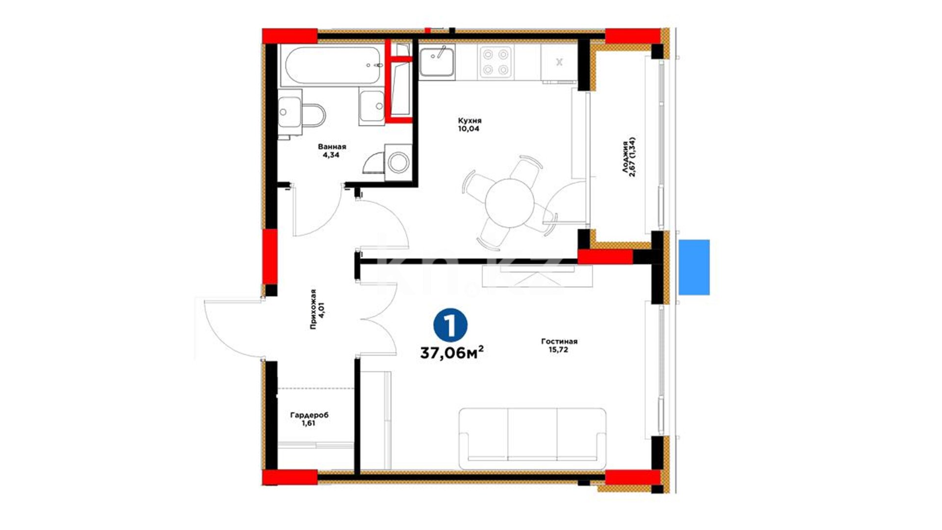ЖК Bosaga, 1-комнатная, цена 25 756 700 ₸, 695 000 ₸&nbsp;/&nbsp;м²