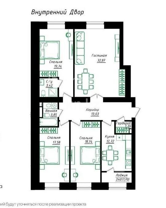 Продажа 4-комнатной квартиры, 126 м² в Астане