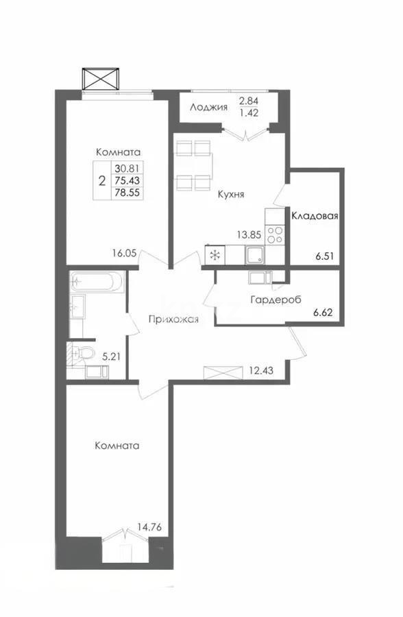 Продажа 2-комнатной квартиры, 78.55 м², ул. Е-117, дом  45 стр в Астане