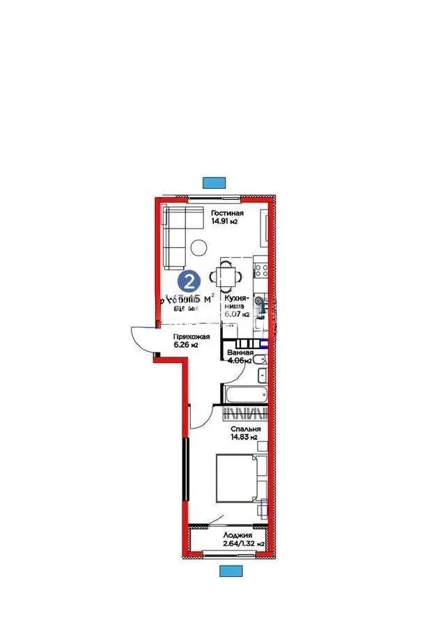 Продажа 2-комнатной квартиры, 50 м² в Алматы