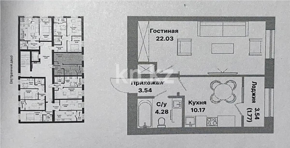 Продажа 1-комнатной квартиры, 41.8 м², пр. Тауелсыздык, дом  25/2 в Астане - фото 2