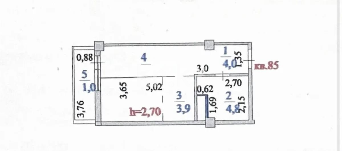 Продажа 1-комнатной квартиры, 28.1 м² в Астане