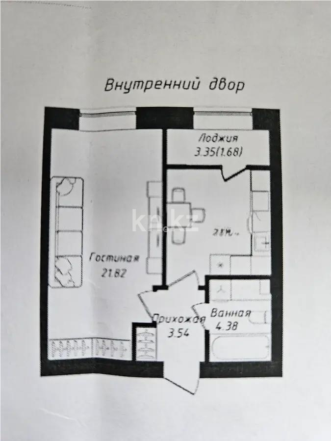 Продажа 1-комнатной квартиры, 41.46 м² в Астане