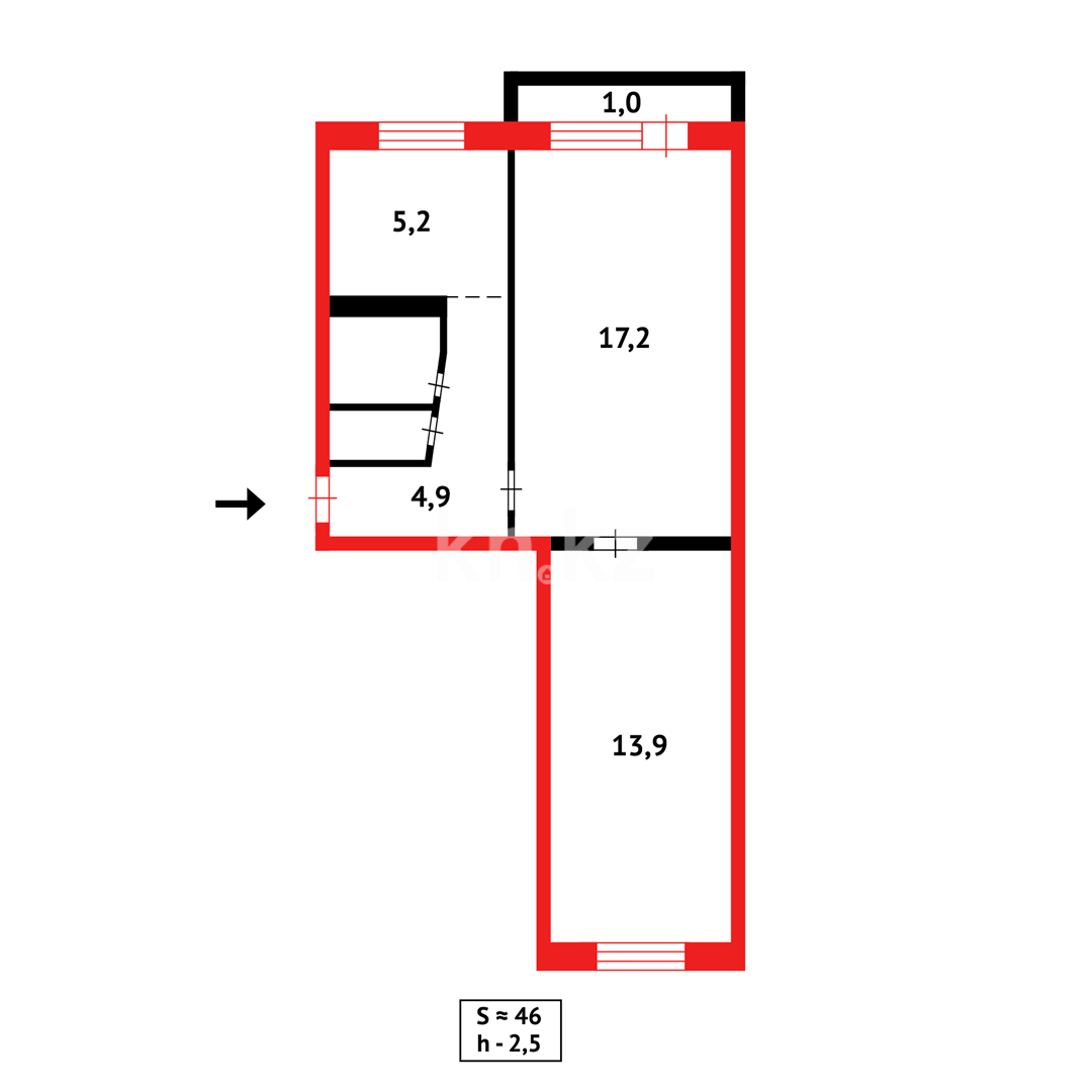 Продажа 2-комнатной квартиры, 46 м² в Караганде - фото 11