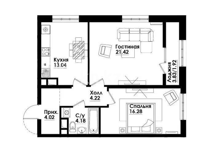 Продажа 2-комнатной квартиры, 67 м² в Алматы