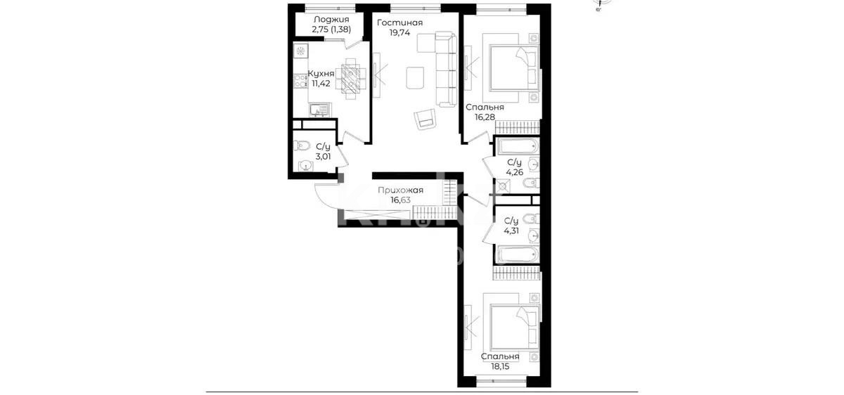 Продажа 3-комнатной квартиры, 95.18 м² в Алматы