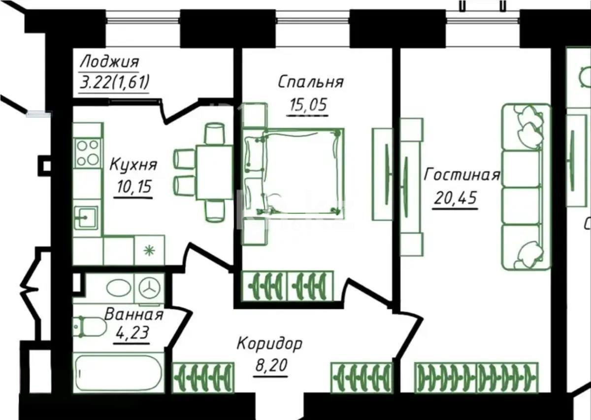 Продажа 2-комнатной квартиры, 60 м² в Астане