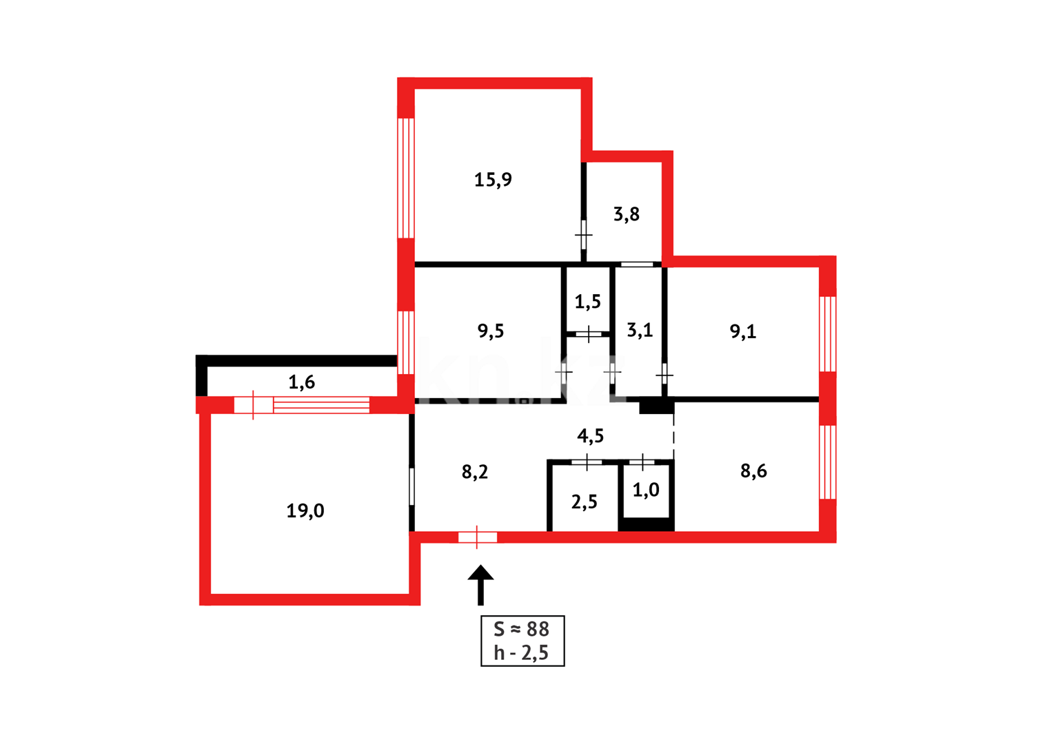 Продажа 4-комнатной квартиры, 88 м² в Караганде - фото 25