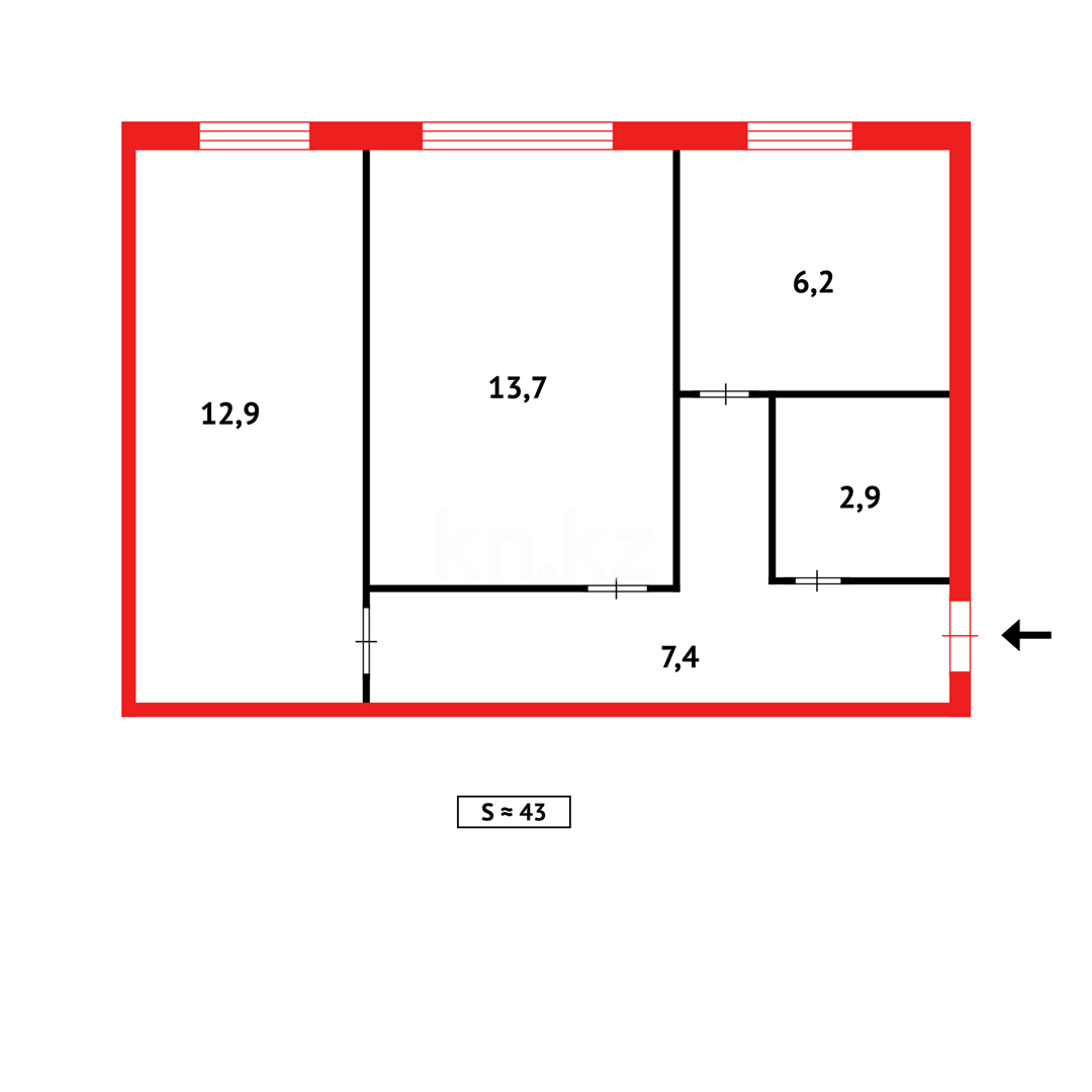 Продажа 2-комнатной квартиры, 43 м² в Темиртау - фото 6
