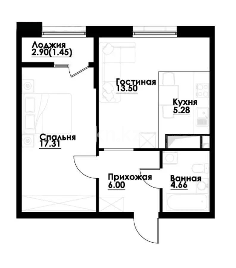 Продажа 2-комнатной квартиры, 49 м² в Алматы